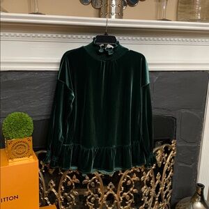 Soft Surroundings Dark Green Velvet Blouse